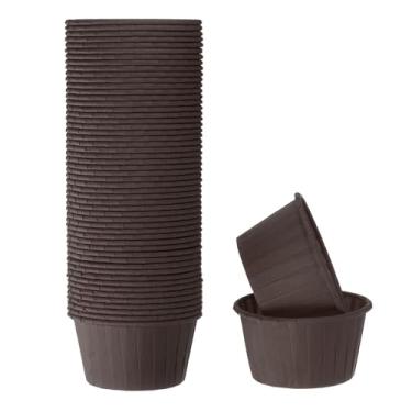 Imagem de HARFINGTON 50 peças de copos de cupcake de 100 ml, forros de papel para cupcake de tamanho padrão, embalagens à prova de gordura, descartáveis para casamento, aniversários, Natal, sobremesa, café
