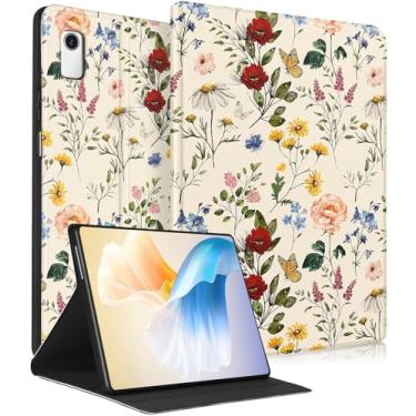 Imagem de Wazzasoft Capa para Lenovo Tab M9 de 22 cm 2023 para mulheres e meninas, linda capa fólio, design kawaii, floral, floral, bonita, exclusiva, estética, capas para tablet para Tab M9 1ª geração