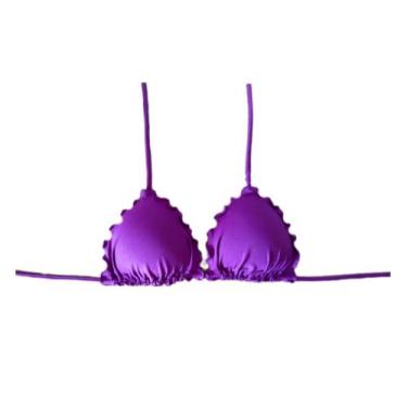 Imagem de Biquíni frufru avulso com bojo liso - DE UMA MARIA PARA OUTRA, Roxo, M