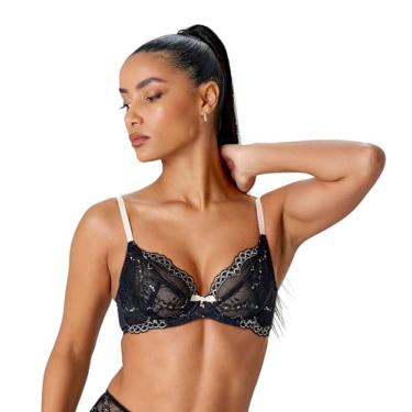 Imagem de Gossard Sutiã feminino Superboost de renda não acolchoado, Preto (preto/rosa marfim), 38DD