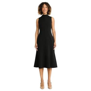 Imagem de Maggy London Vestido midi feminino sem mangas de gola redonda com corpete ajustado e saia evasê, Preto, 40