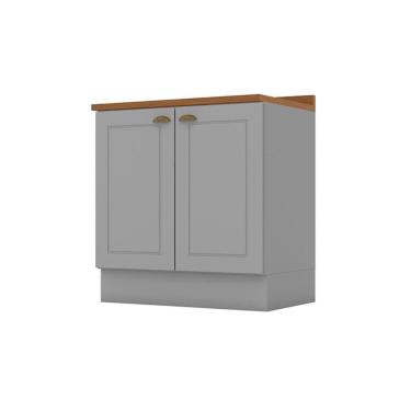 Imagem de Gabinete de Cozinha Modulado Balcão c/ Tampo Americana c/ 2 Portas 80cm Cinza - Henn