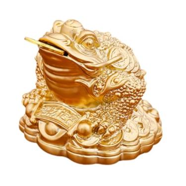 Imagem de Bothyi Estátua de sapo dinheiro, decoração de feng shui, ornamento de mesa, estatueta criativa de sapo dourado, escultura para festival de primavera, estante, Style a