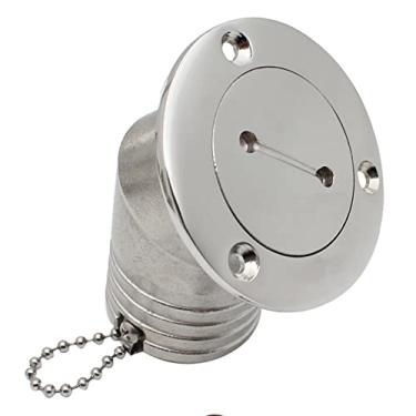 Imagem de Saihisday Gargalo de enchimento de 3,5 cm (1-1/5.1 cm) universal para enchimento de combustível para barco tanque de combustível porta de reabastecimento de pescoço angular com chave de substituição