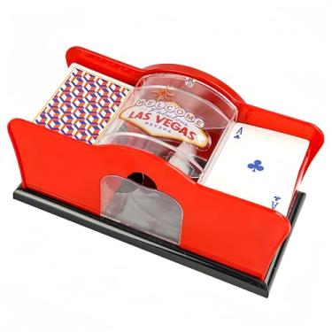 Imagem de VQP Baralhador manual de cartas de manivela, embaralhador de cartas de cassino de 2 baralhos, misturador manual de cartas para UNO Five Crowns Poker UNO Texas Hold Em Blackjack