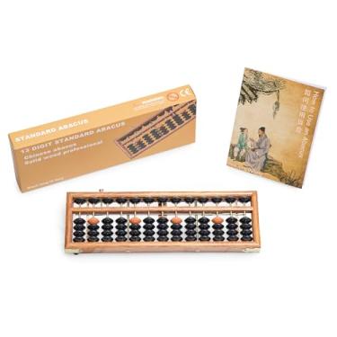 Imagem de Black long Di fang Wooden Abacus - Professional 13 Column Soroban - 10.83 Inches (27.5 Centimeters) - Calculator with Reset Button - Made