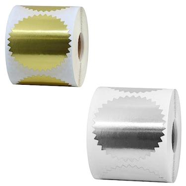 Imagem de Rolos redondos de adesivos metálicos dourados e prateados, adesivos metálicos para envelopes, certificados, pacotes, selos de correio, adesivos de selos de prêmio de certificado com selo de folha de