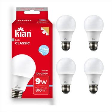 Imagem de Lâmpada Superled Bulbo 9w 6500k Bivolt Branca Kit C/ 4 - Kian, Branco 