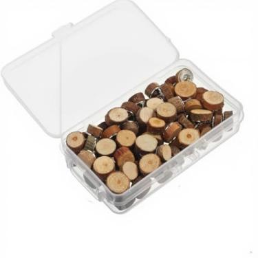 Imagem de Conjunto de 80 peças de pinos de madeira - tachas de madeira para polegares para quadros de cortiça, placas de espuma, calendário de mapas, uso diário em casa e escritório