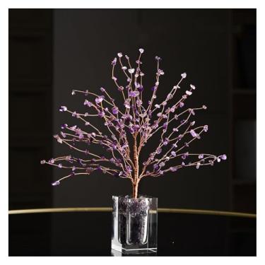 Imagem de Árvore de Cristal Árvore de Cristal da Vida Feng Shui Árvore de Pedra Bonsai Árvore do Dinheiro Árvore de Pedra Preciosa para Boa Sorte para Decoração de Mesa de Escritório em Casa Árvore Bonsai(Purpl