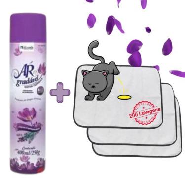 Imagem de Kit Odorizador Pet de Ambientes Spray Tipo Bom Ar 400ml + 3 Tapetes Hi