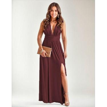Imagem de Vestido Feminino Longo De Festa Multiformas Com Fenda - Casual Dress, 