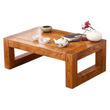 Imagem de Mesa baixa de madeira maciça moderna para sala de estar, tatami, mesa de chá, retangular, mesa de centro