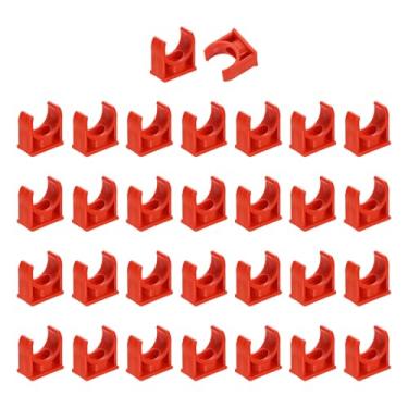 Imagem de uxcell 30 peças de grampos de tubo de água de PVC, fivelas de mangueira de tubulação em forma de U, suporte de tubo de irrigação para 20 mm OD para bandejas de TV, tubulação, tubo de suporte de