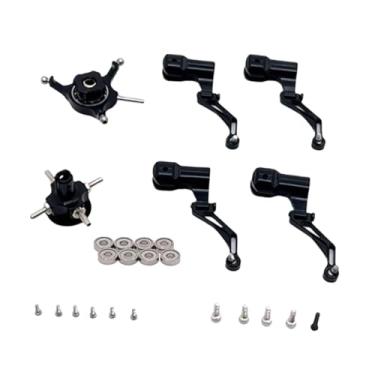 Imagem de YIJU Conjunto de placa de helicóptero RC, peça de reposição de fácil instalação com cabeça de rotor de rolamento, acessórios de aeronave RC, clipe, Preto