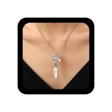 Imagem de Xduargs Colar gargantilha com laço boho, colares de bowkont, vintage, com pingente de faca, gótico, punhal, pingente, colares para mulheres, Zinco, Sem Pedra Preciosa