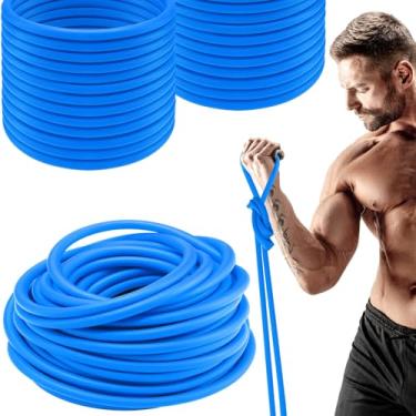 Imagem de Wesnoy 1 tubo de resistência a rolo tubo elástico de látex 15 m bandas de exercício tubulação para fisioterapia, pilates inferiores, exercícios em casa, exercícios de reabilitação (azul, nível