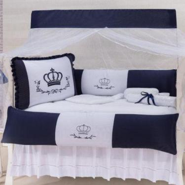 Imagem de Kit De Berço Americano Menino Alteza Marinho 10 Peças Protetor - Lírio