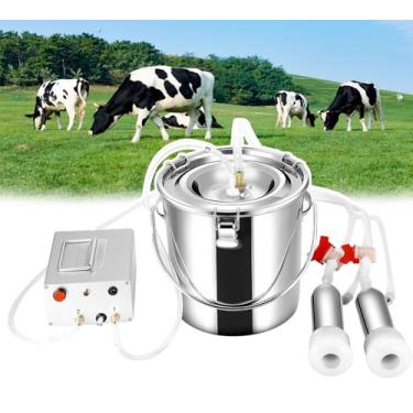 Imagem de Máquina de ordenha elétrica para vacas e ovelhas (3L/5L/10L), bomba de vácuo pulsante, para automaticamente quando o leite está cheio, para vacas leiteiras e cabras,5L,Cattle
