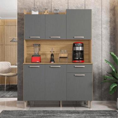 Imagem de Conjunto Cozinha c/ portas e gavetas verona Freijó / Gris - Mobiliar H
