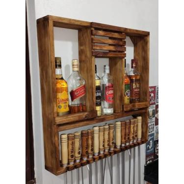 Imagem de Porta espeto 70x70 com Barzinho e Porta Rolha - Estilo Rustico Sapiran