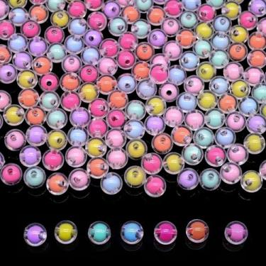 Imagem de Mais de 200 peças de miçangas kandi sortidas em massa para fazer joias, kit de fabricação de pulseiras, contas de berloque de suprimentos de artesanato (10 mm redondos)