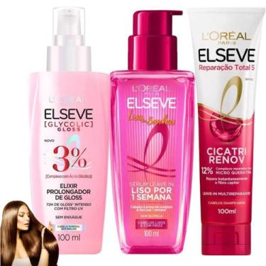 Imagem de Kit Elseve Cicatri Renov Sérum Leave In Glycolic Gloss Liso - L'oreal 