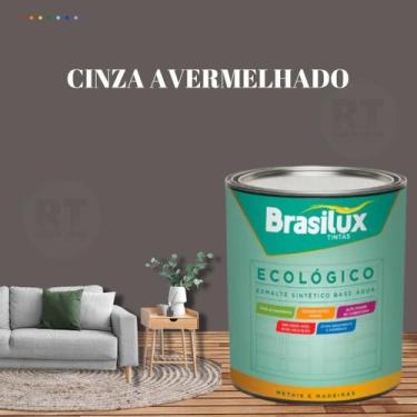 Imagem de Esmalte Sintético Brasilux Base Água Ecologico Cor Cinza 800ML Brilhan