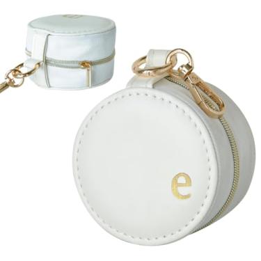 Imagem de COLLECTIVE HOME - Caixa de joias com monograma, porta-anéis de viagem portátil com chaveiro, organizador inicial personalizado para colares de brincos, presente para ela (branco-e)