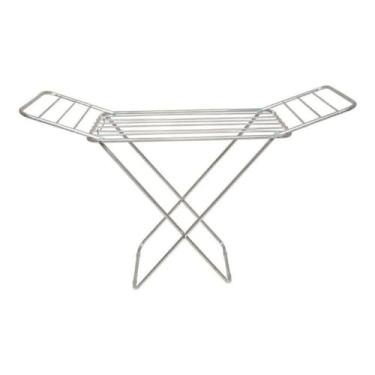 Imagem de Varal De Chão C/abas Slim Alumínio Dobravel Apartamento Mor Cor Prateado