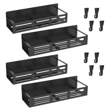 Imagem de Organizador magnético de especiarias, prateleiras magnéticas Kichen, organizador de temperos de geladeira com ganchos, sem furadeira para geladeira, micro-ondas, máquina de lavar (estilo 2)