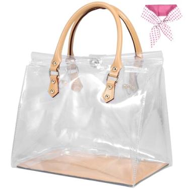 Imagem de Conjunto de sacolas DIY de PVC transparente, kit de confecção de bolsas feitas à mão, kit faça você mesmo com cachecol de seda, conjunto de artesanato para namorada, mãe, aniversário, 25 x 15 x 21 cm