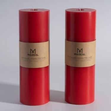 Imagem de Velas Pillar MOZEAL Extra Grandes Vermelhas 30x10cm (conjunto de 2)