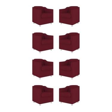 Imagem de Kit 08 Cadeiras Poltronas Decorativas Sala de Espera Clinica Tecido Cor:marsala