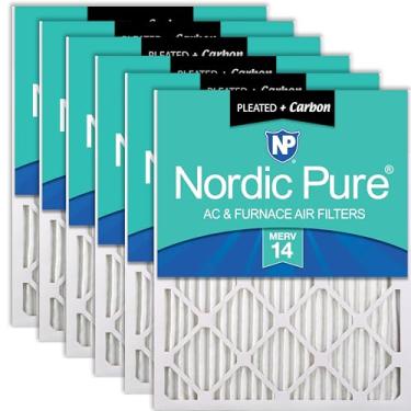 Imagem de Nordic Pure 8 x 20 x 1 (tamanho real: 7 11/16 x 19 11/16 x 3/4) Filtros de ar plissados MERV 14 Plus Carbon pacote com 6