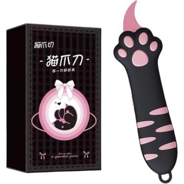 Imagem de Cortador de caixa de pata de gato fofo, nova faca retrátil de garra de gato, abridor de pacote fácil de deslizar para caixas, envelopes, embalagens, fitas de papel, faca utilitária multifuncional