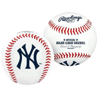 Imagem de Rawlings, Bola de Beisebol, Logotipo do time New York Yankees MLB Baseball, Branco, Official