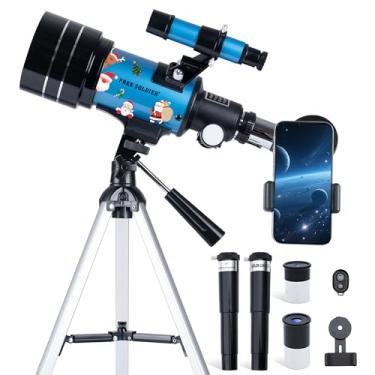 Imagem de FREE SOLDIER Telescope for Kids 70mm Aperture Astronomical Refractor Telescopes for Beginners (15X-150X) 300mm Telescope for Adults High Powered with A Phone Adapter & A Wireless Remote (Blue)