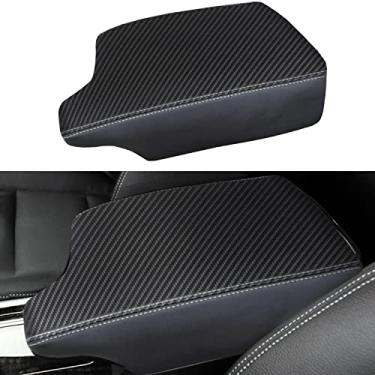 Imagem de BoxCheer Capa de apoio de braço para Honda Accord Sport EX LX Touring 2013-2017 Protetor de console central de couro PU à prova d'água Tapete de apoio de braço acessórios interiores (textura de fibra de carbono preta)