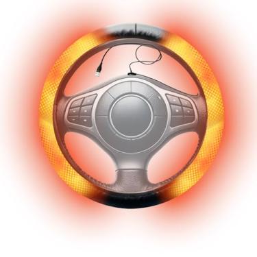 Imagem de Peabownn Capa de volante aquecida - 2025 novo aquecedor de volante de carro USB 36.8-39.4 cm, aquecimento rápido, ajuste universal para veículos, caminhões, SUVs preto 37-38 cm