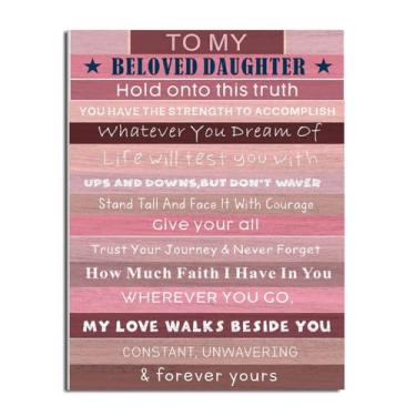 Imagem de HK Studio Decoração de quarto para meninas adolescentes, decoração de quarto de meninas, To My Beloved Daughter - decoração de parede rosa, decoração de quarto rosa
