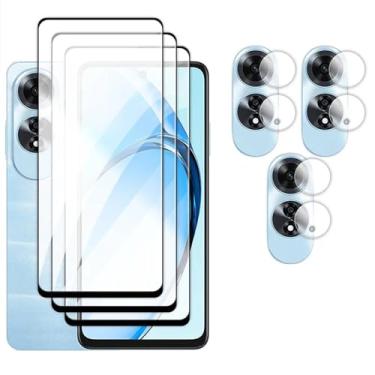 Imagem de para Oppo A60 4G, 6in1 Vidro Temperado 2.5D Cola Completa Protetor de Tela Filme de Lente 6,67 Polegadas