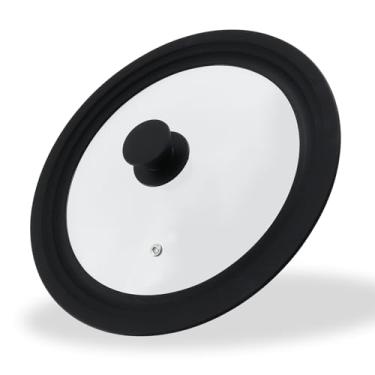 Imagem de Woogim Tampa universal de vidro de silicone, vidro temperado coberta com aro de silicone e alça de panela redonda, serve para panelas de 25,4 cm, 28 cm e 30,5 cm, frigideiras de substituição
