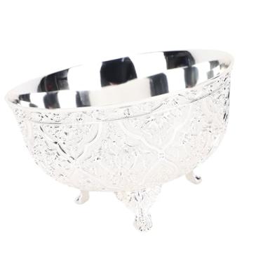 Imagem de POCREATION Tigela Decorativa de Liga de Zinco Tigela de Servir Tigela de Frutas Artesanal Durável para Saladas Frutas Pão Massa Flores Com Design Elegante Retrô para Sala de Estar Mesa de