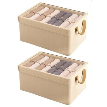 Imagem de Caixa Organizadora Dobrável Multiuso Com Tampa Feita em TNT Resistente E Ecológico (KIT 2UN【Cáqui】)