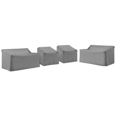 Imagem de Crosley Furniture Capas de móveis de pátio, à prova d'água, conjunto de capas de 4 peças para conjuntos de sofá secional ao ar livre, cinza