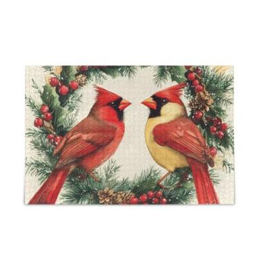 Imagem de WELLDAY Quebra-cabeça pássaros de Natal 500 peças grande arte de jogo de quebra-cabeça para adultos adolescentes