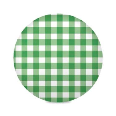 Imagem de Wassud Jogo americano verde guingão tapetes de mesa redondos para cozinha e jantar tapetes laváveis resistentes ao calor decoração de mesa 39 cm