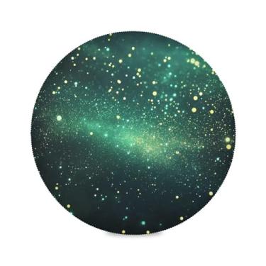 Imagem de xigua Jogo americano redondo para noite estrelada verde conjunto de 1 para mesa de jantar, tapetes de mesa antiderrapantes laváveis e resistentes ao calor para decoração de festa, cozinha, jantar