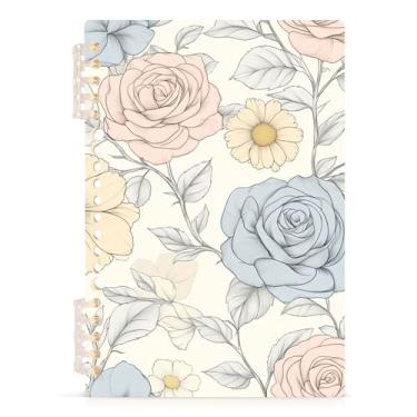 Imagem de Burbuja Caderno de margaridas rosas pastel, papel pautado universitário A5 com 60 folhas, fichário para escritório, 1 pacote